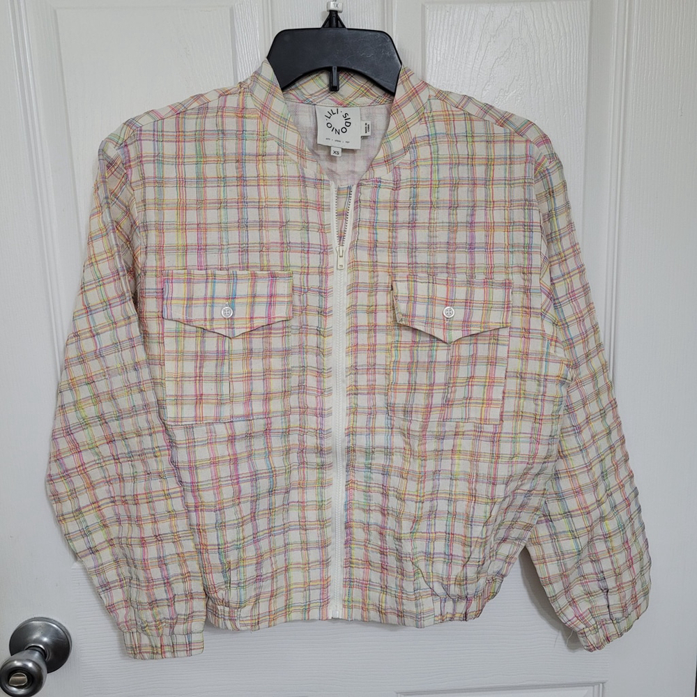 Lili Sidonio‎ Cute Plaid Spring Zip Up Jacket Size XS
